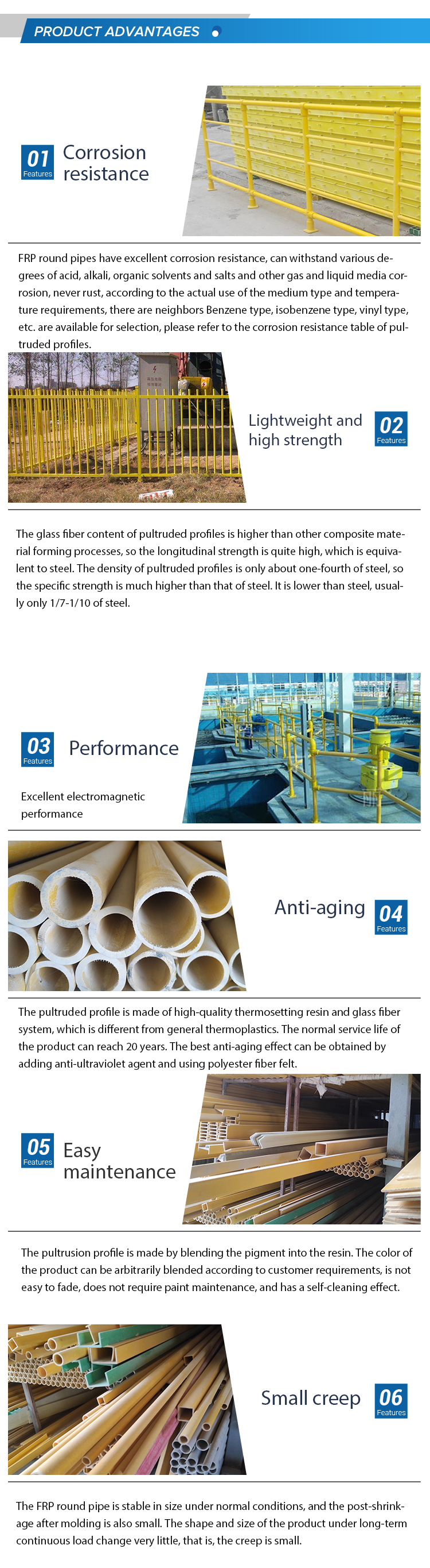 Factory direct sales high strength colored fiberglass frp round tube /tubing
